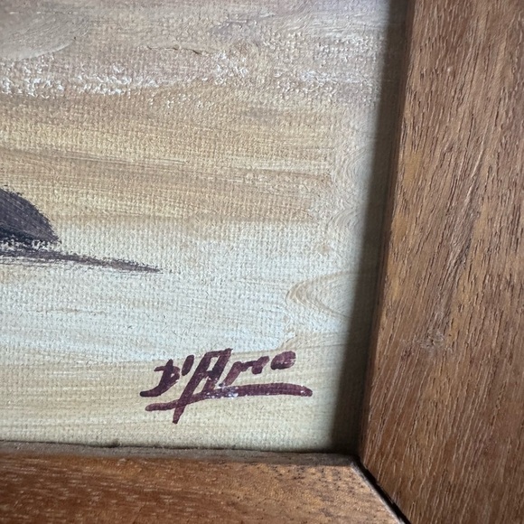 Set of Two Vintage Bulls Paintings Signed in Frames